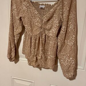 Japna Brown Leopard Print Blouse